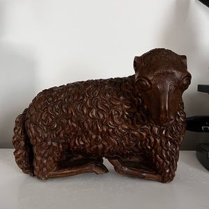 19th century hand carved lamb statue